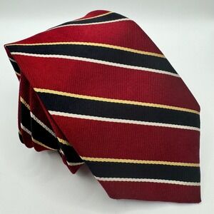 Christopher Hayes Mens Silk Tie Red Black Gold Striped Regimental USA Luxury